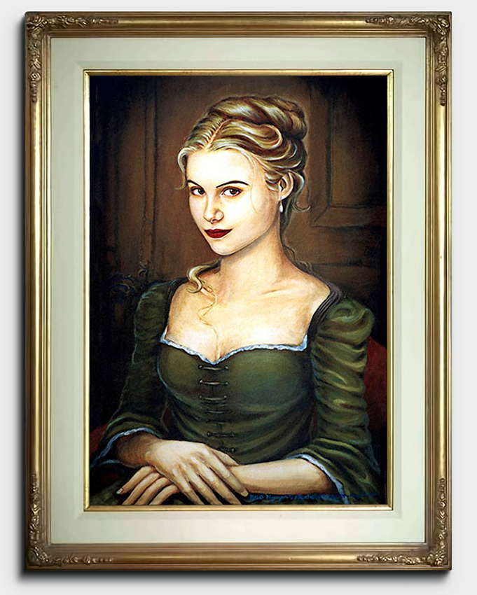 Portrait of Noemie in a gold frame